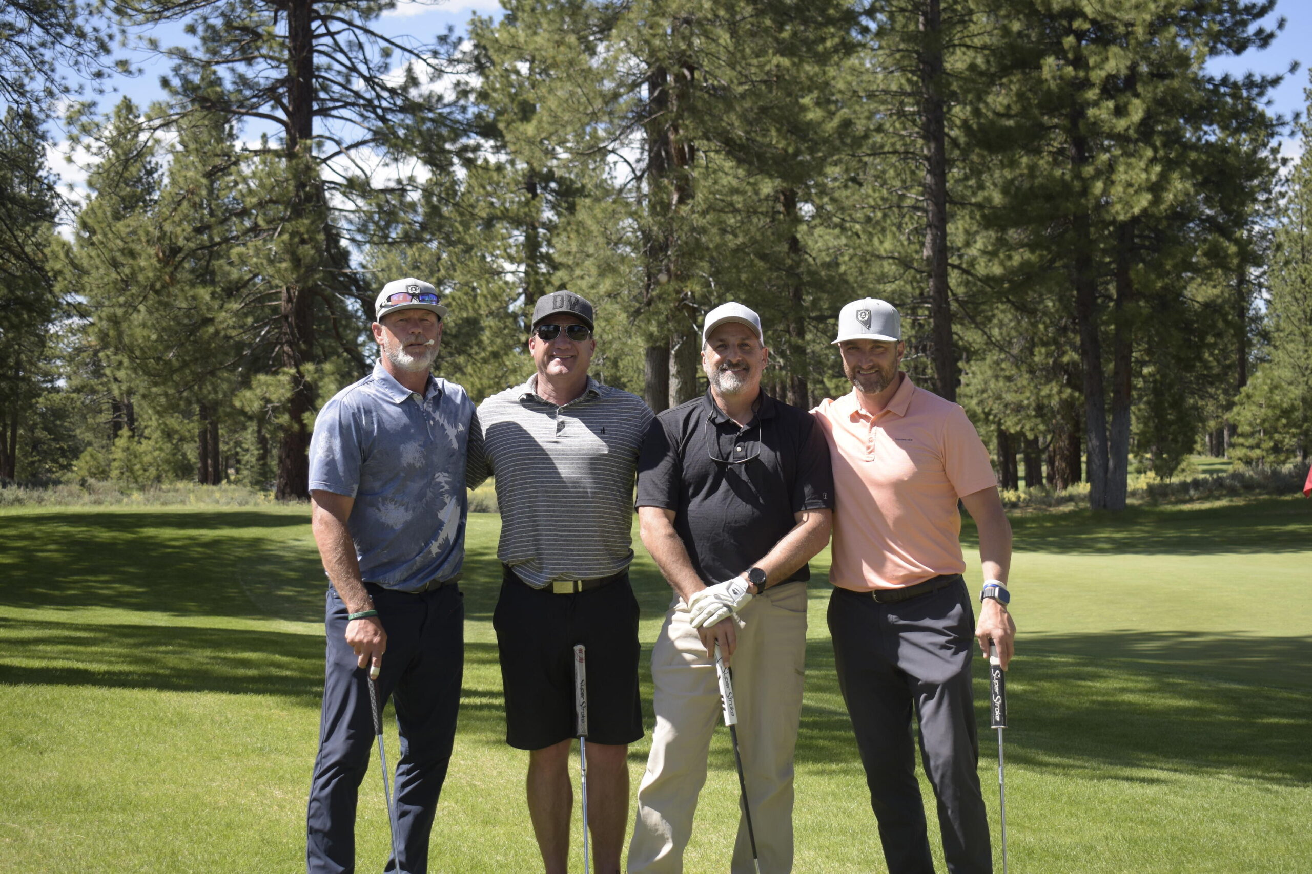 NVforHD 2024 players at hole, Old Greenwood with mountain views